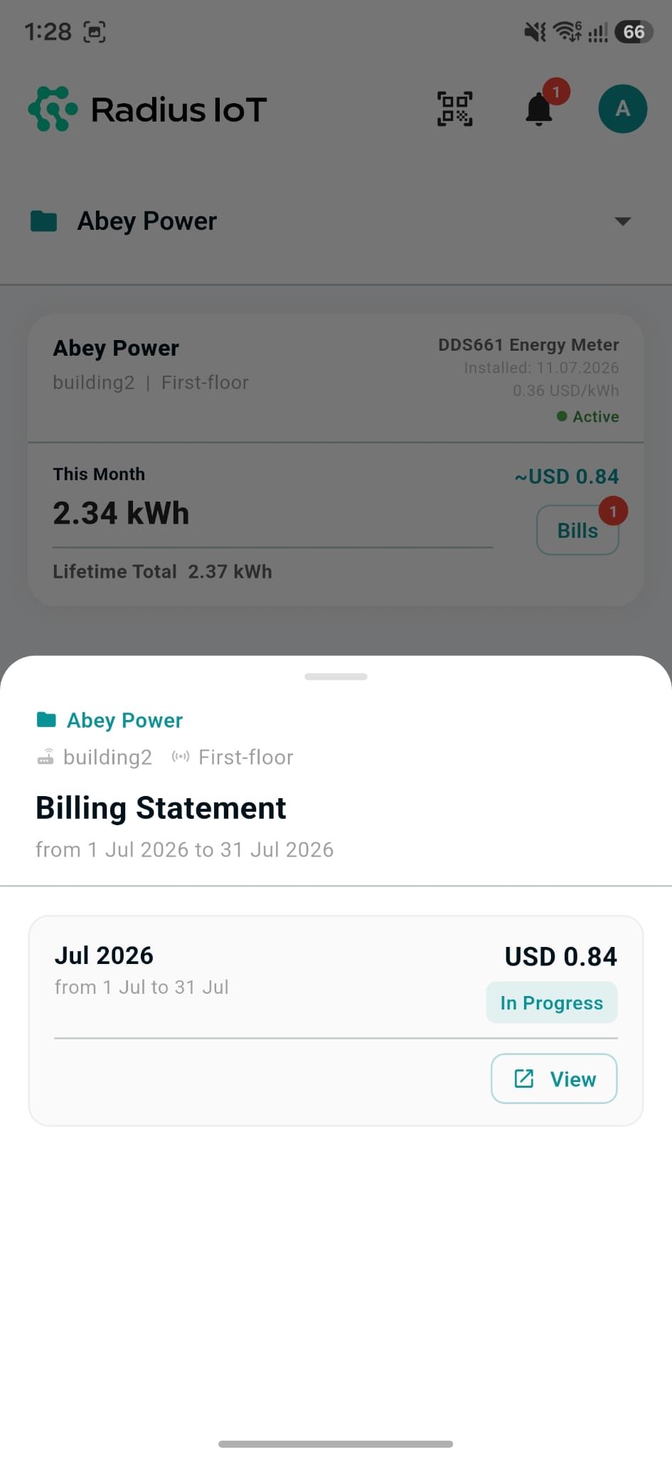Subscriber billing history