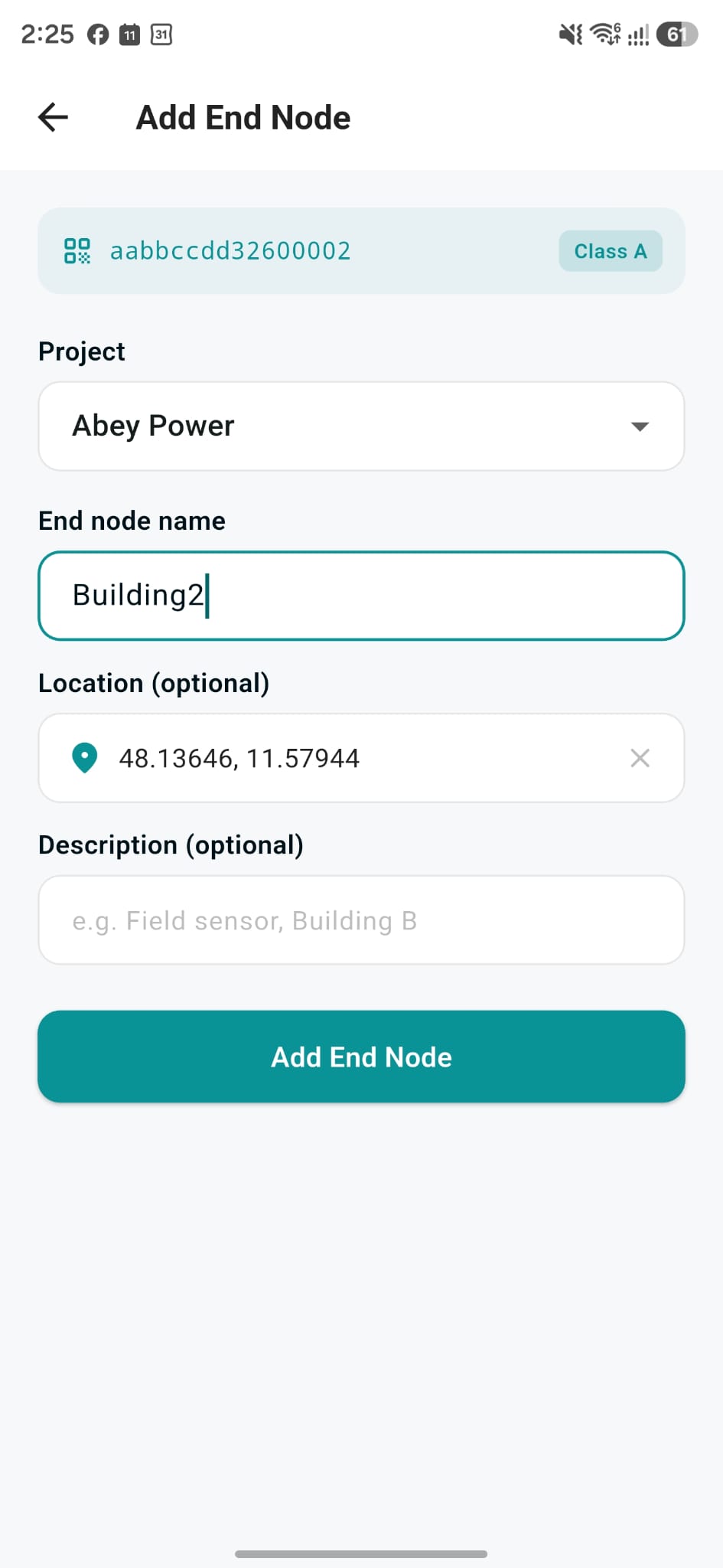 Scan the end node and select the project