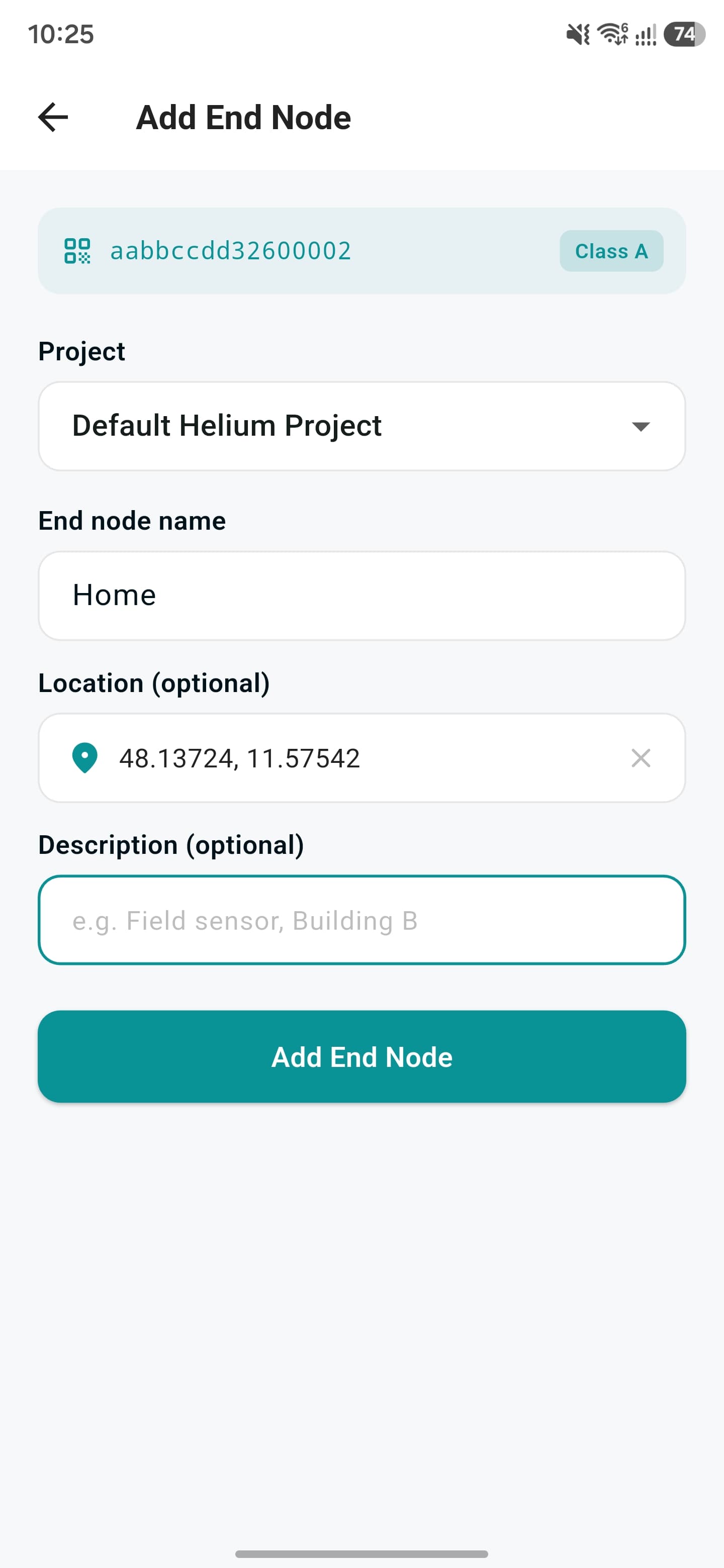 Fill in the end node details