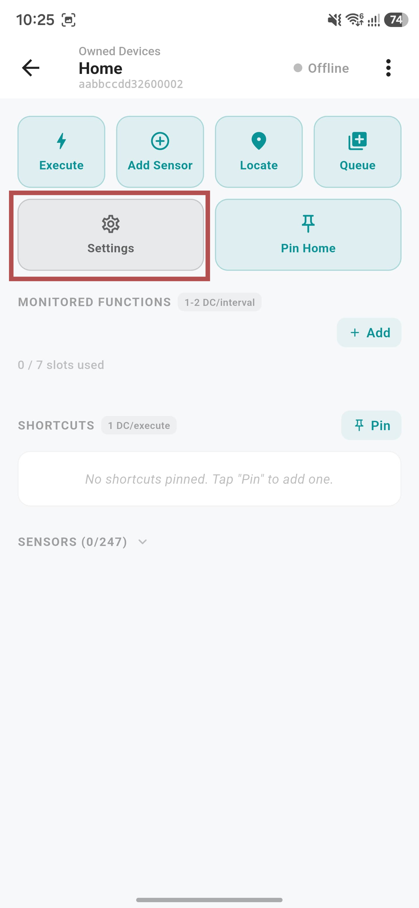 Open endnode configuration from the device page