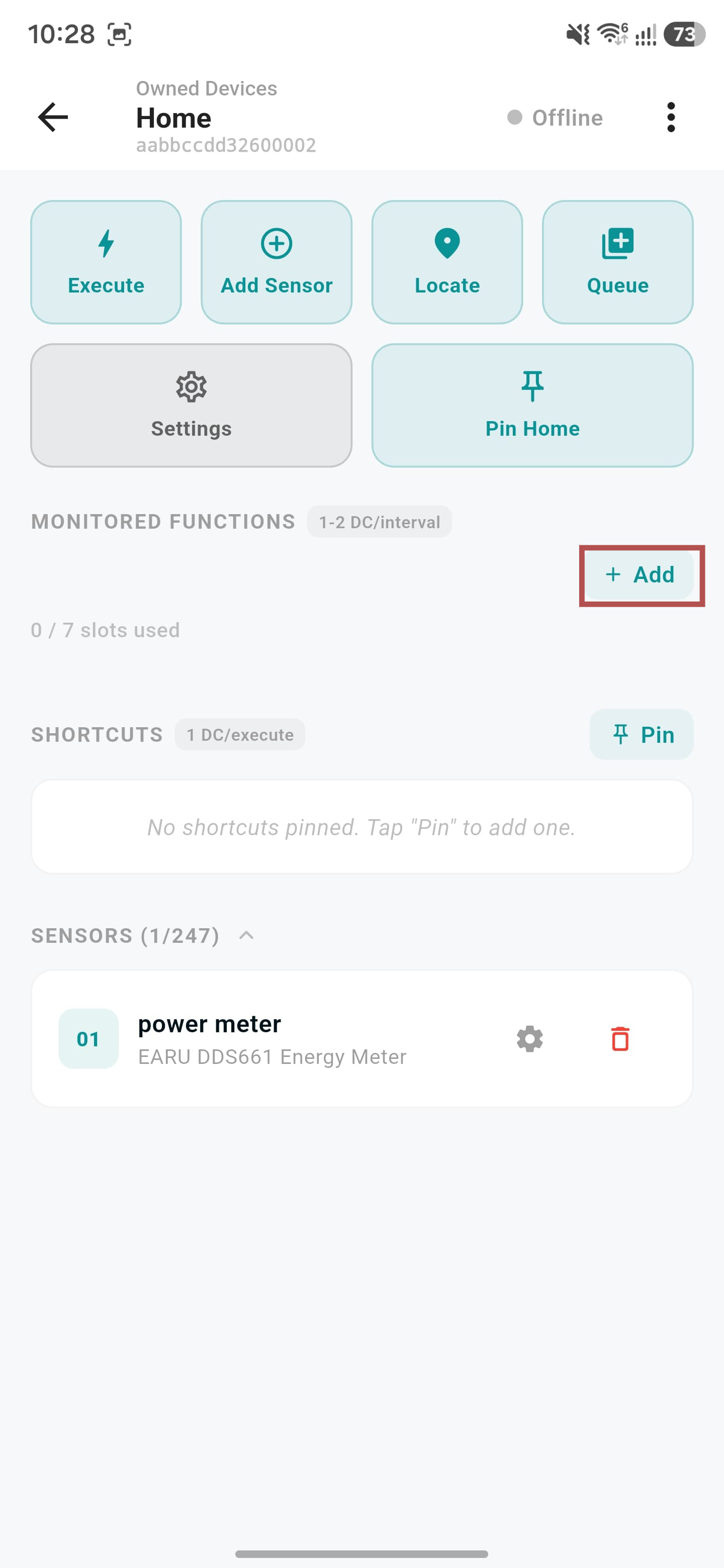 Tap Add on Monitored Functions