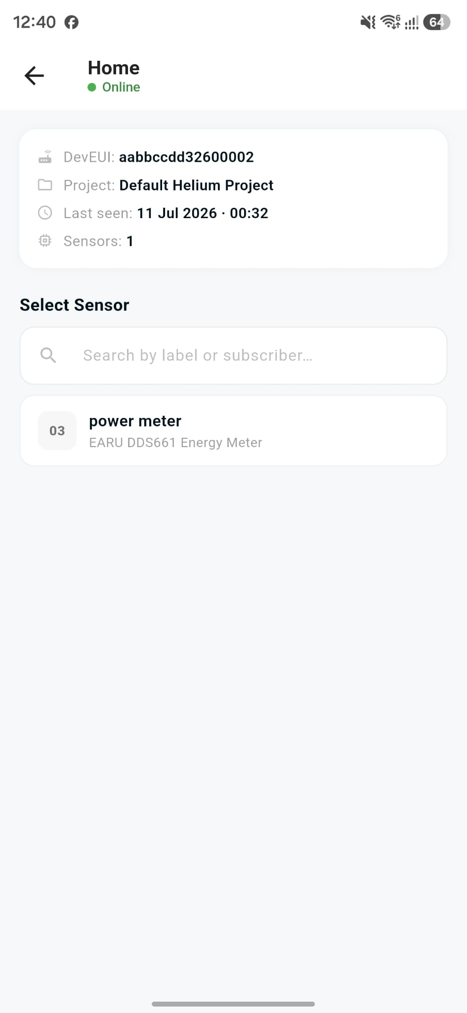 Select the sensor to execute a command on
