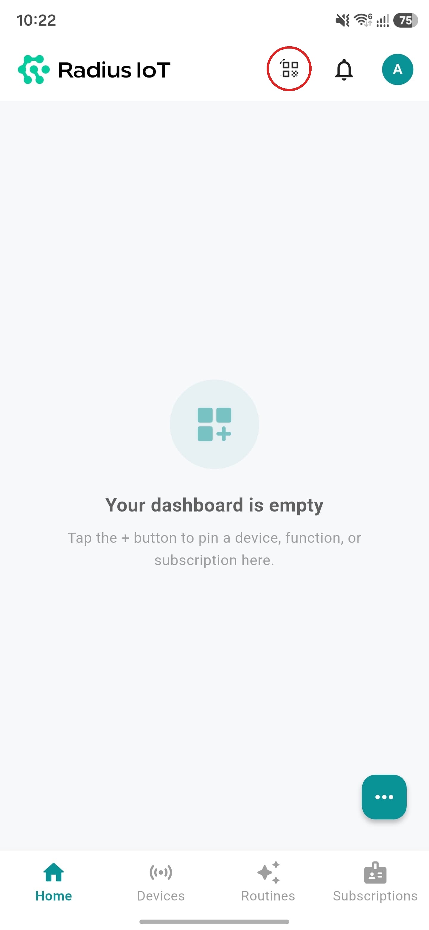 Tap the scan button to add a device